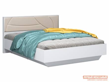Односпальная кровать мирти люкс белый шагрень ваниль, экокожа, с анатомическим основанием