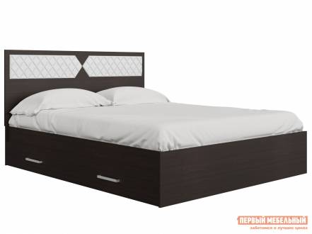 Двуспальная кровать кровать вероника венге лиственница светлая, 1400 х 2000 мм фото