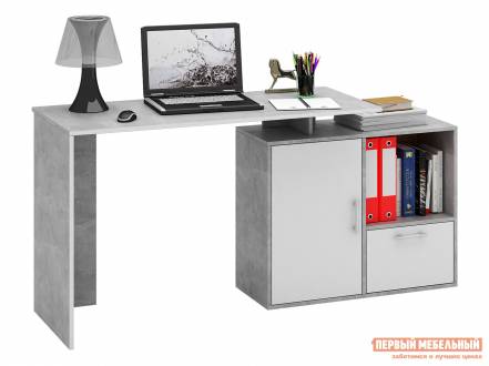 Письменный стол слим-3 слим-4 бетон белый, 1200 мм
