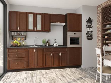 Прямая кухня шале-02 brown oak фото