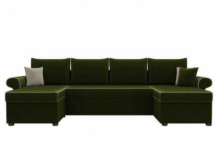 П-образный диван милфорд микровельвет зеленый фото