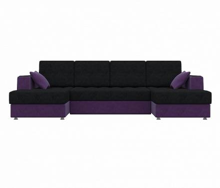 П-образный диван амир микровельвет черный фиолетовый фото