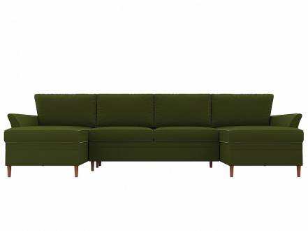 П-образный диван софия микровельвет зеленый фото
