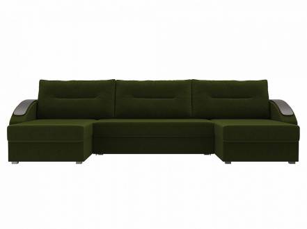 П-образный диван канзас микровельвет зеленый фото