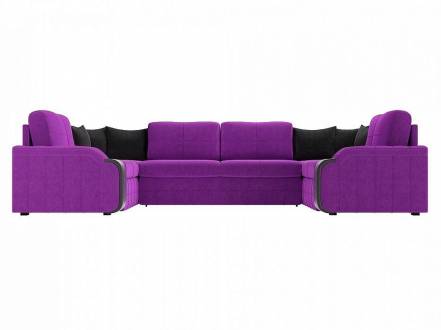 П-образный диван николь микровельвет фиолетовый черный фото