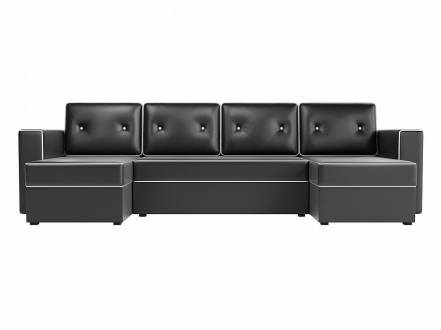 П-образный диван принстон экокожа черный фото