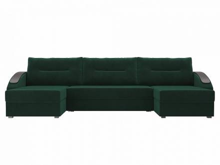 П-образный диван канзас велюр зеленый фото