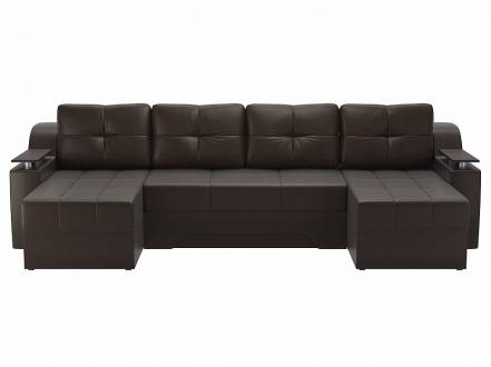 П-образный диван сенатор экокожа коричневый фото