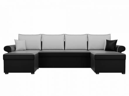 П-образный диван милфорд экокожа черный белый фото
