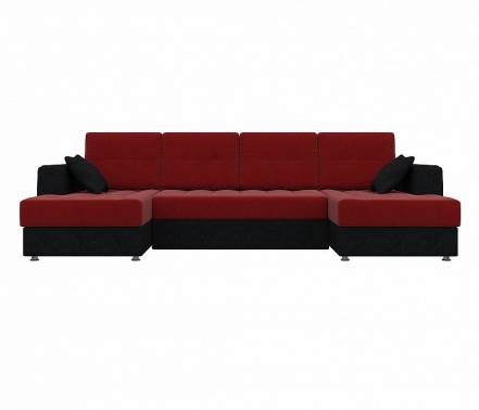 П-образный диван амир микровельвет красный черный фото