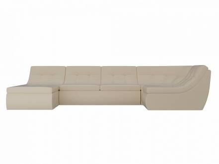П-образный модульный диван холидей экокожа бежевый фото