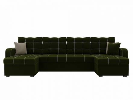 П-образный диван ливерпуль микровельвет зеленый фото