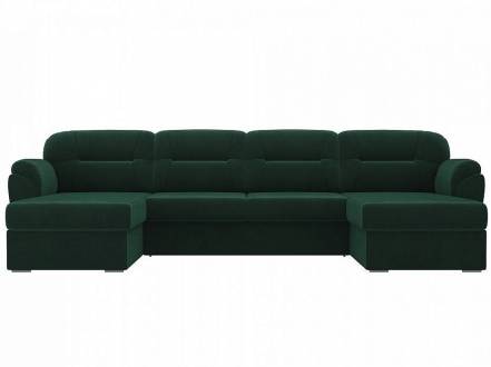 П-образный диван бостон велюр зеленый фото