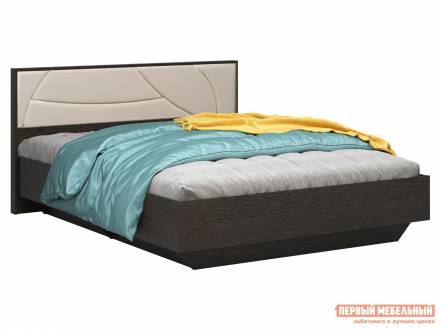 Двуспальная кровать мирти люкс венге ваниль, экокожа, 140х200 см, с анатомическим основанием