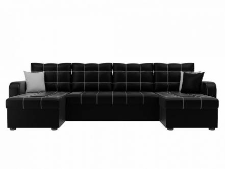 П-образный диван ливерпуль экокожа черный фото