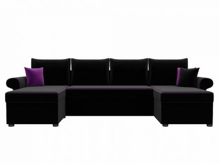 П-образный диван милфорд микровельвет черный фото