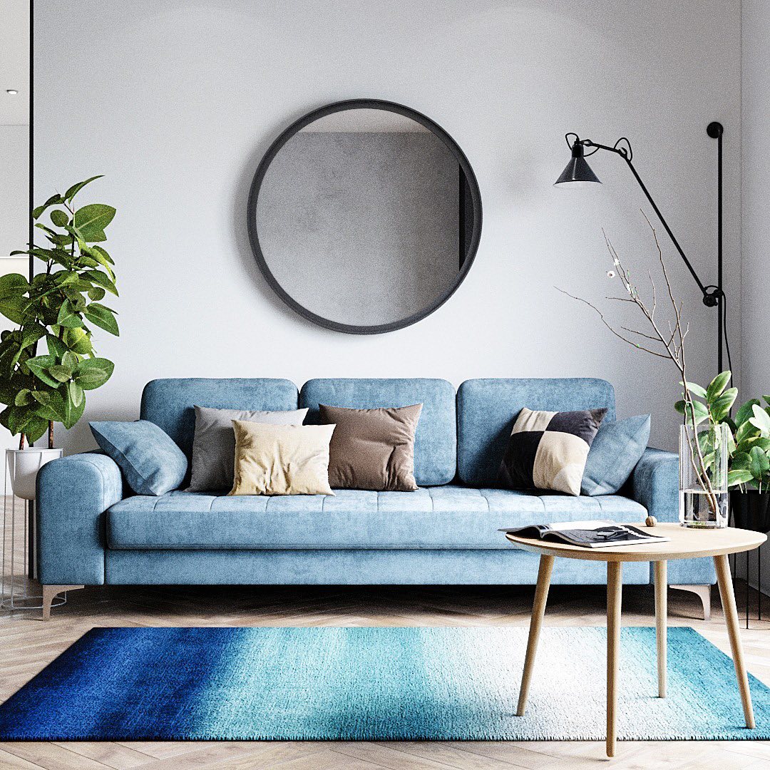 Синий диван в интерьере 21