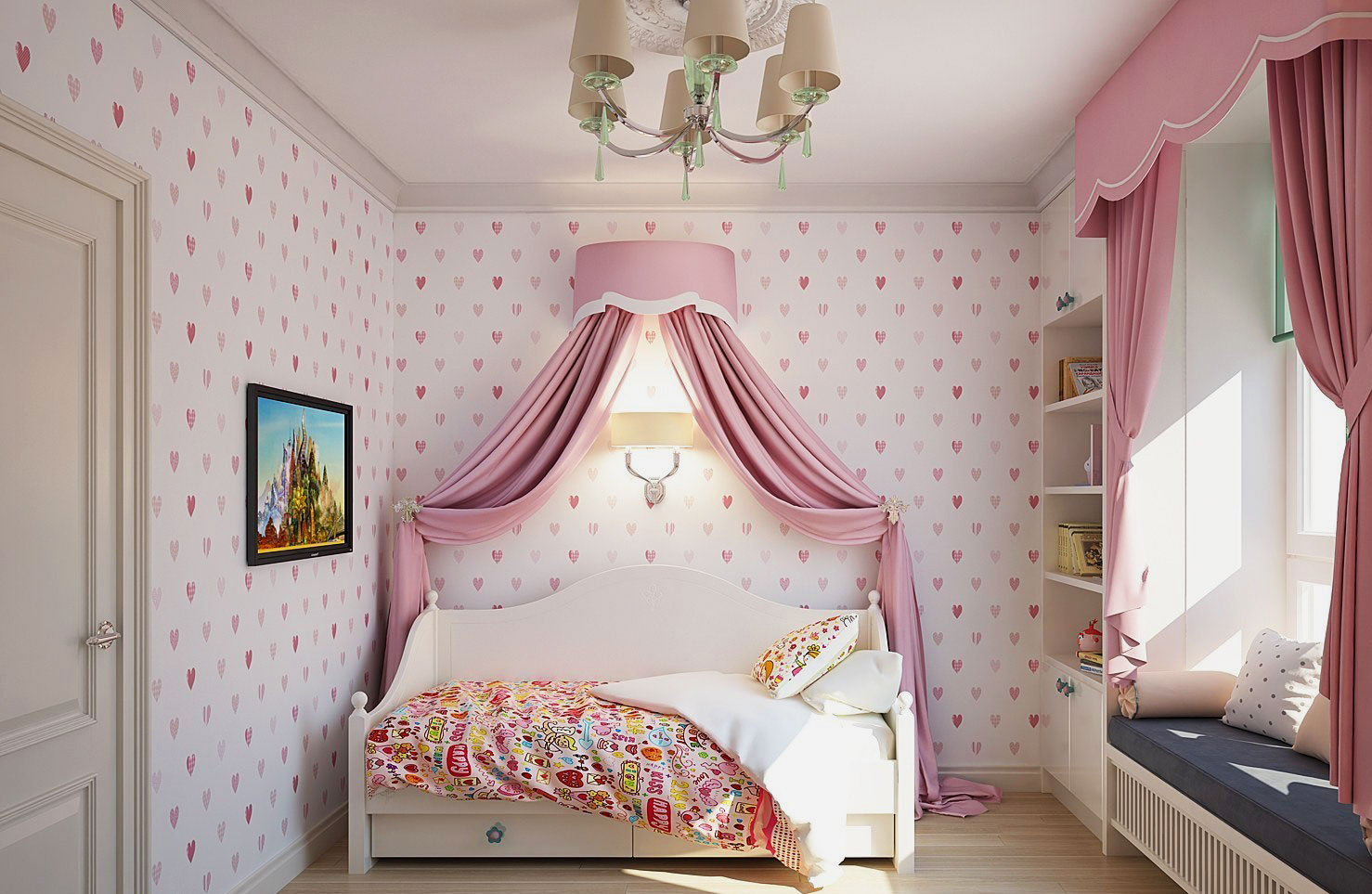 Розовая комната с сердцами