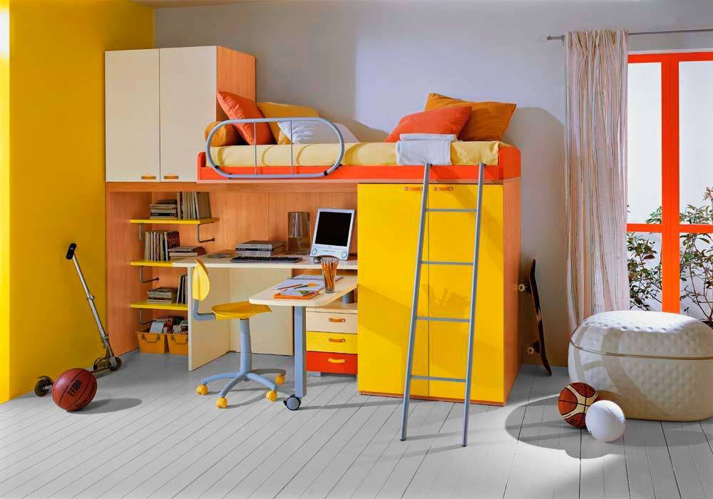 Детская комната с кроватью чердак