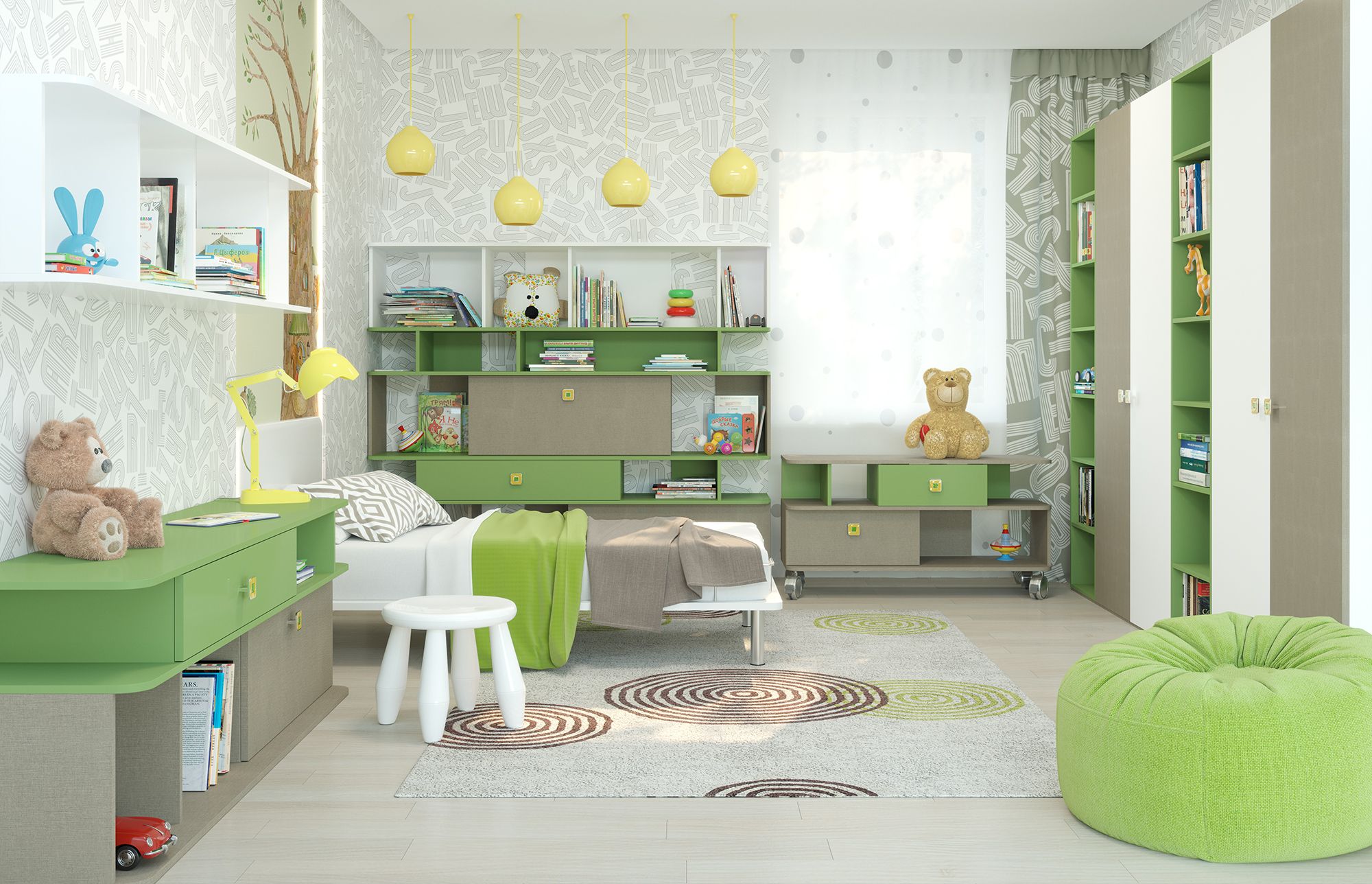 Детская комната в зеленных оттенках