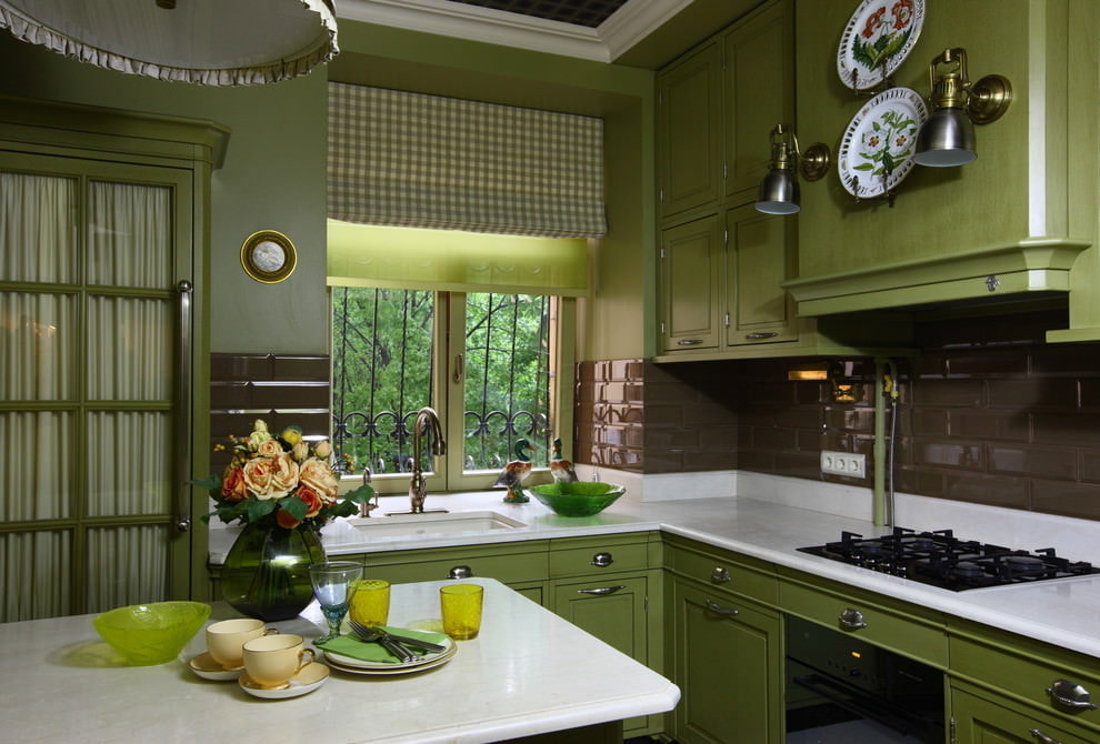 Зеленая кухня дизайн 1