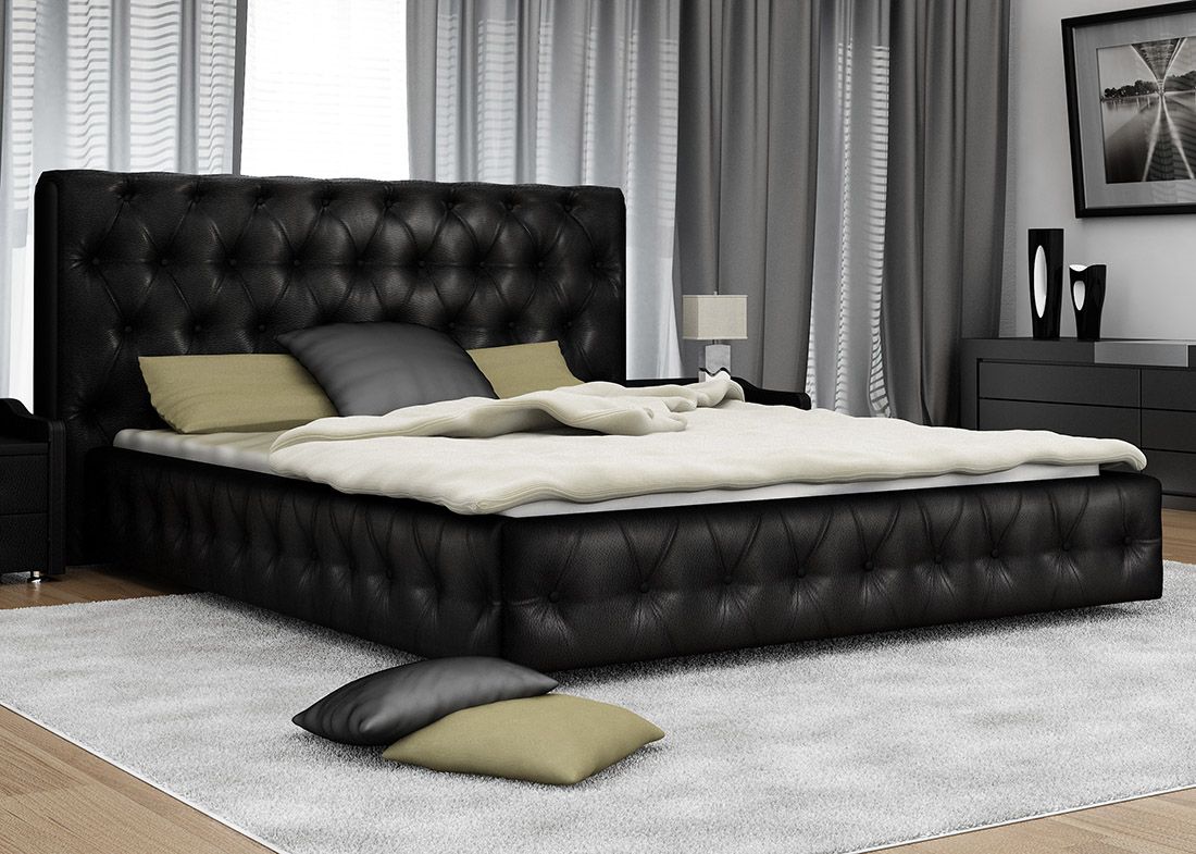 двуспальная кровать черная