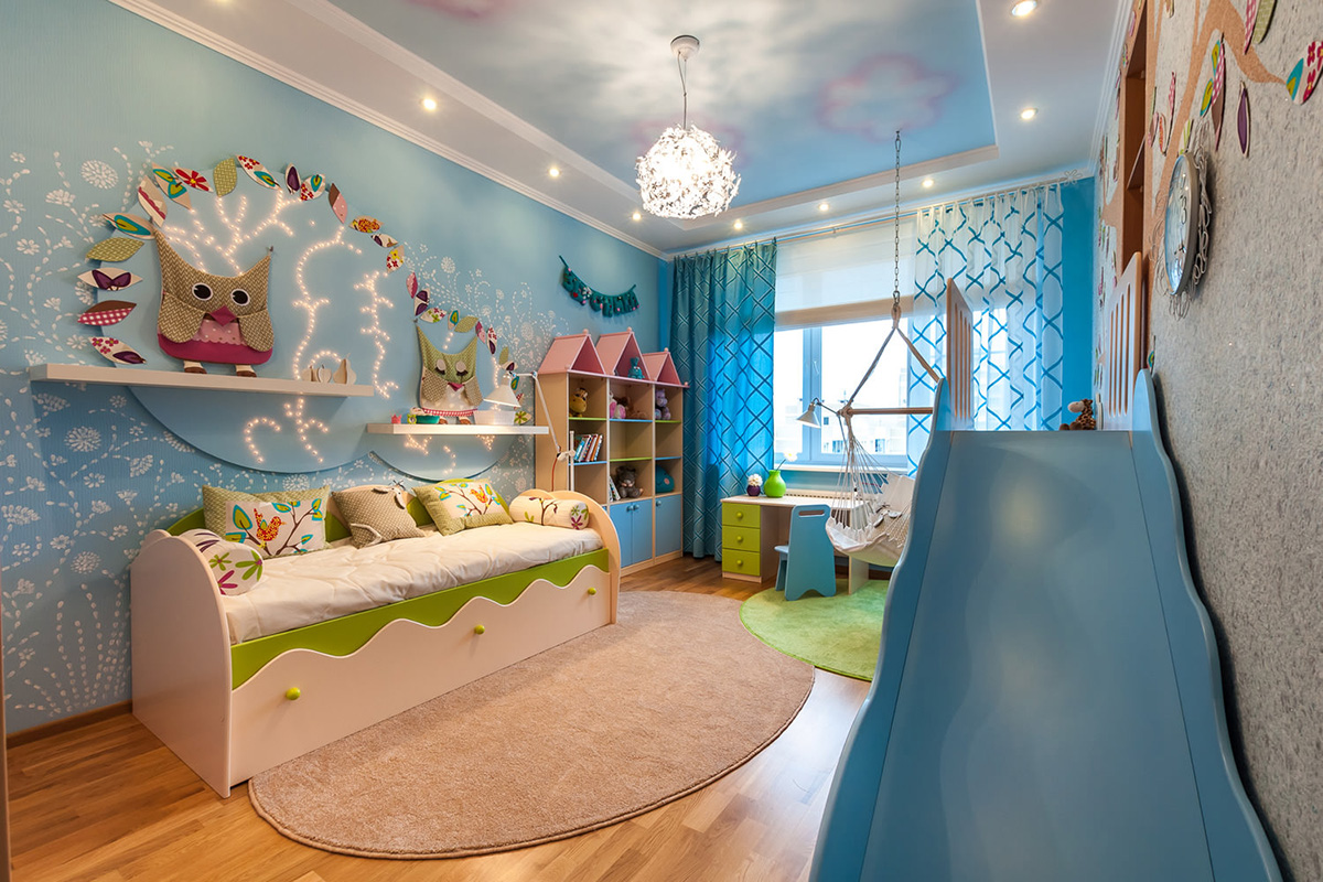 Голубая детская комната