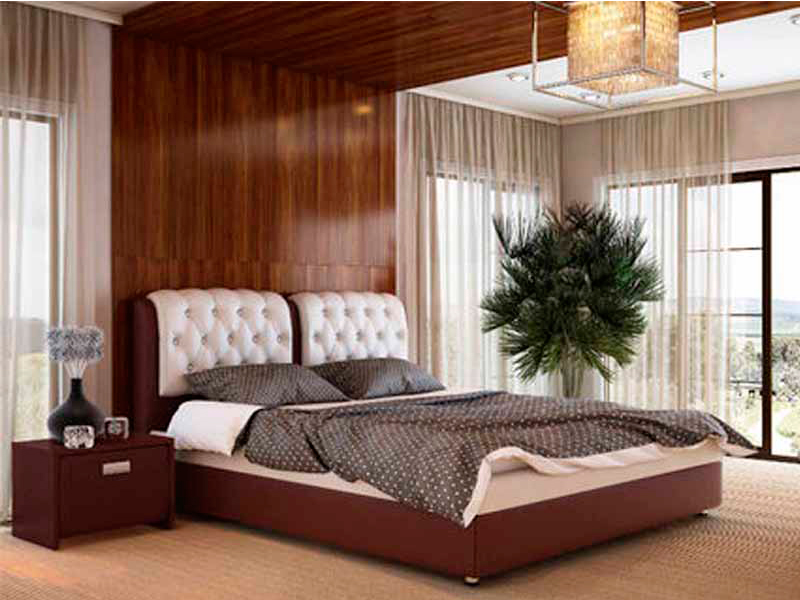 двуспальная кровать коричневая 