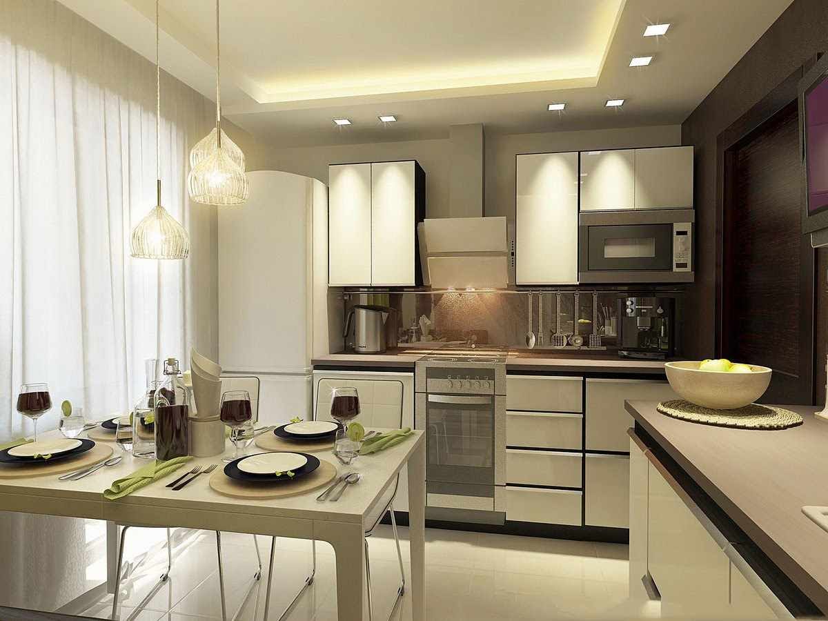 Дизайн кухни-гостиной 32