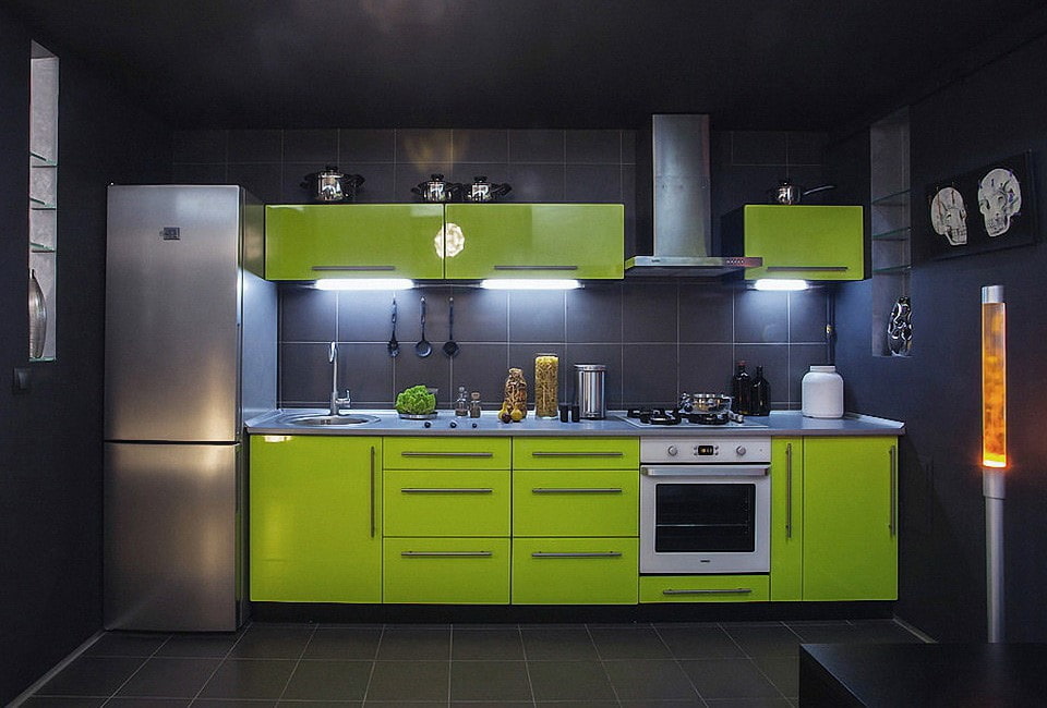 Зеленая кухня дизайн 15
