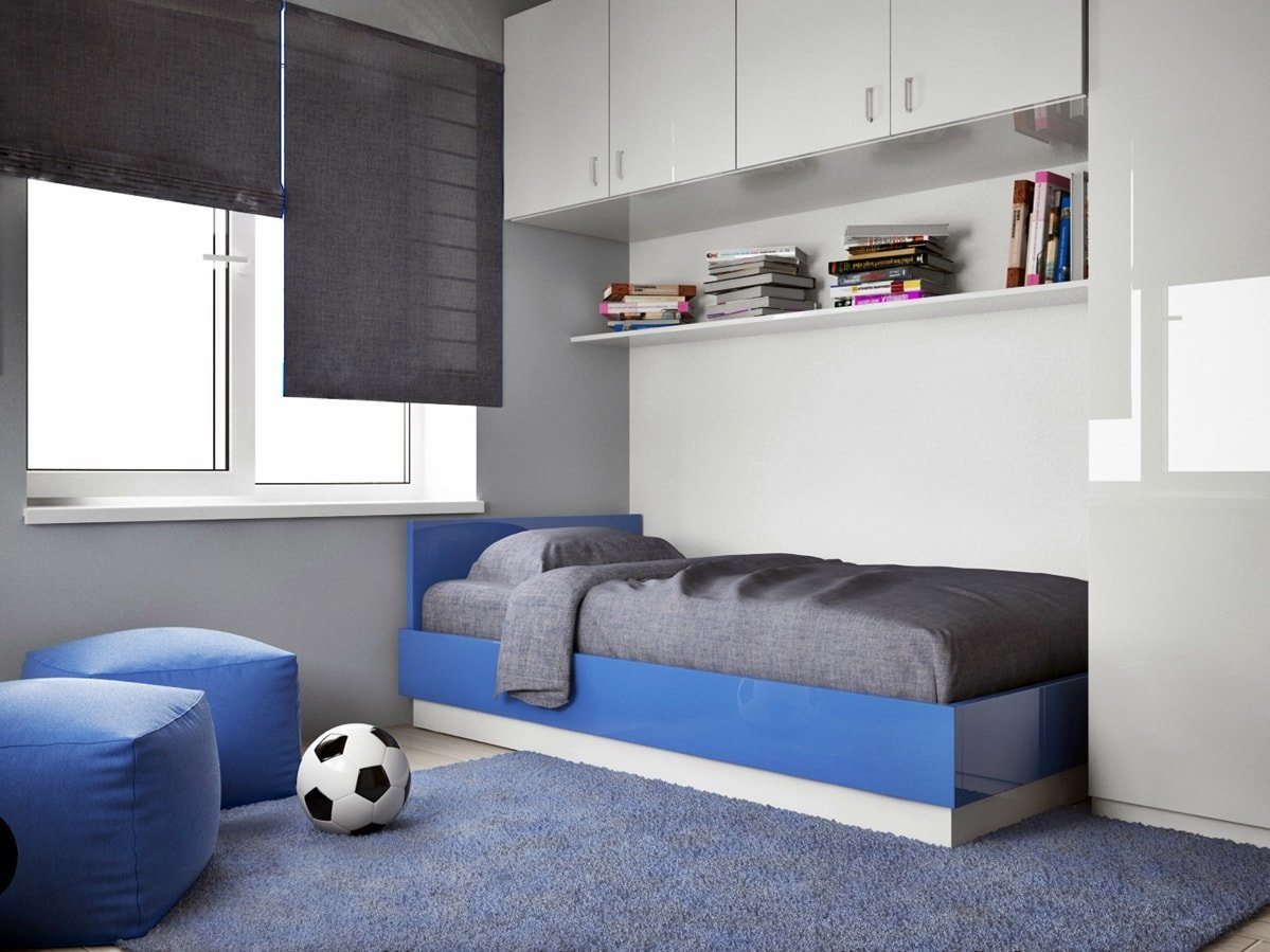 сине-голубая кровать для подростка