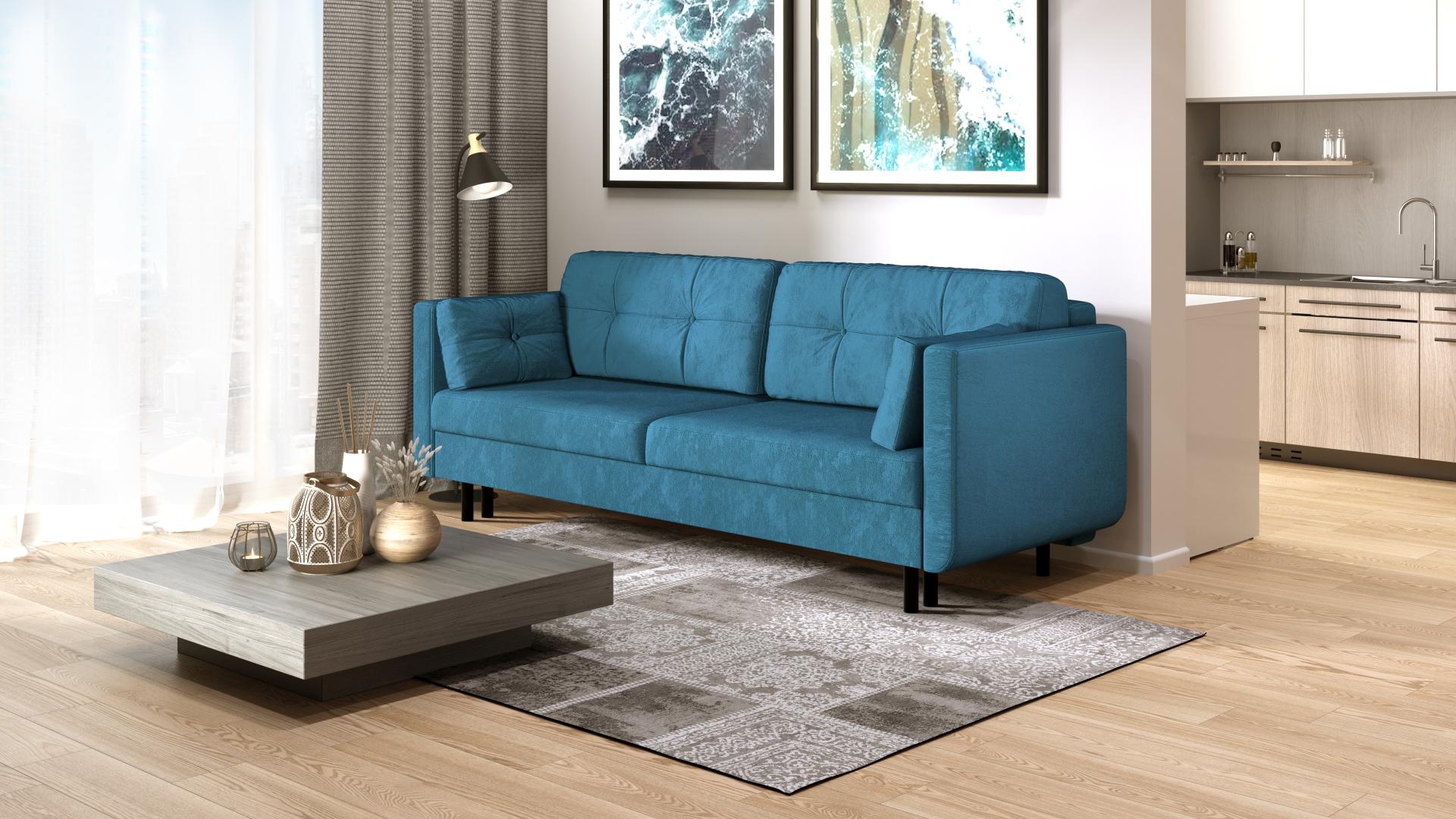 Дизайн с голубым диваном