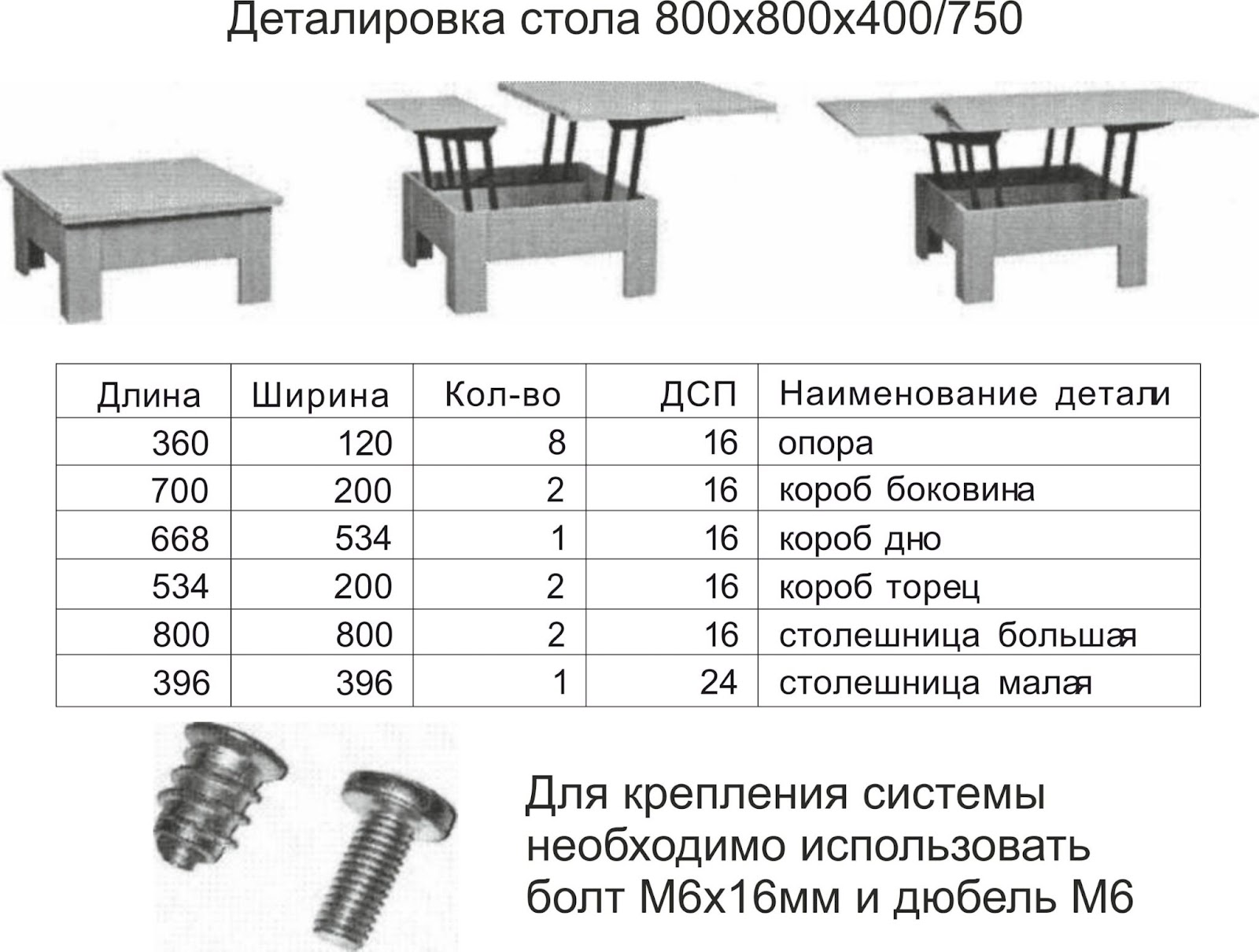 Пошаговая инструкция сборки стола трансформера