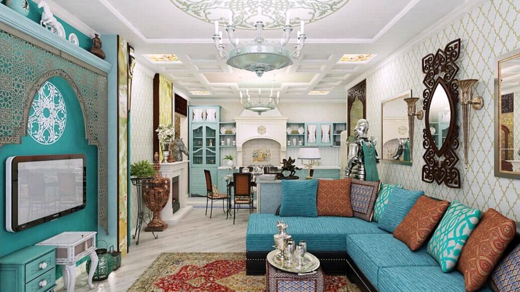 яркий голубой диван голубой диван