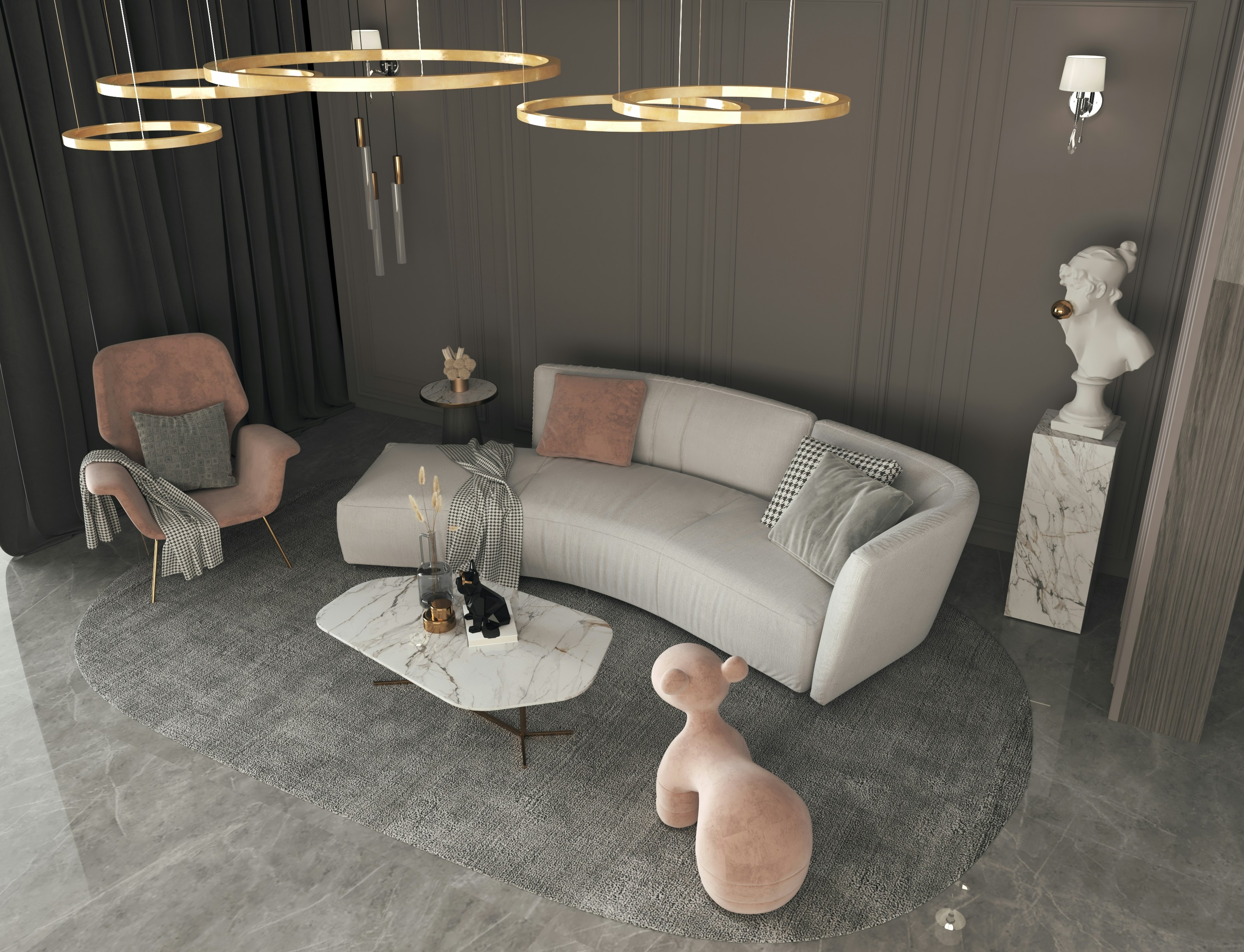 кресло розовое