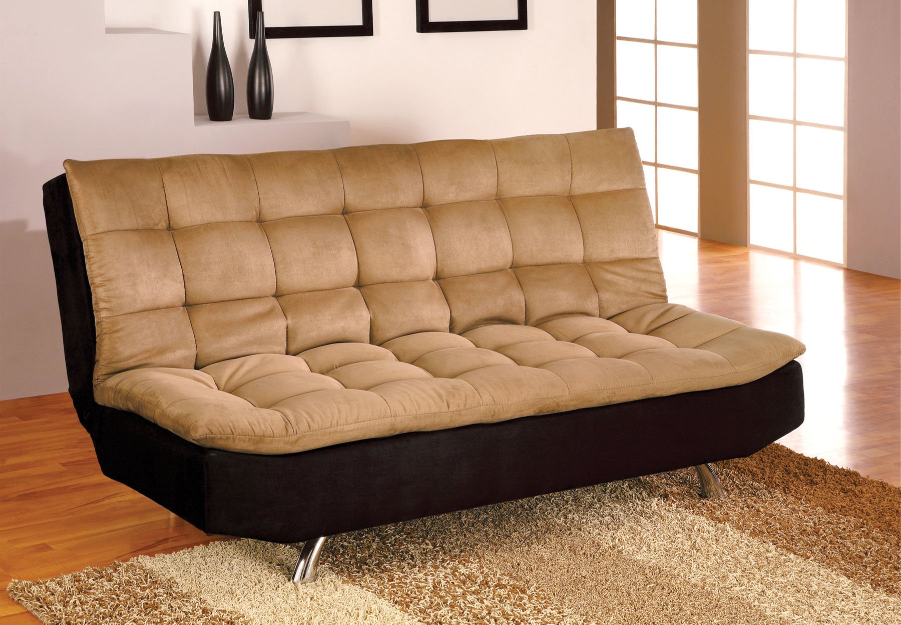 диван для сна коричнево-бежевый