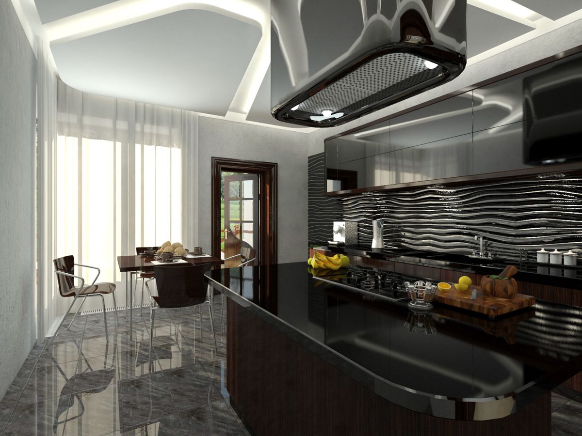 Дизайн гостиной совмещённой с кухней 20