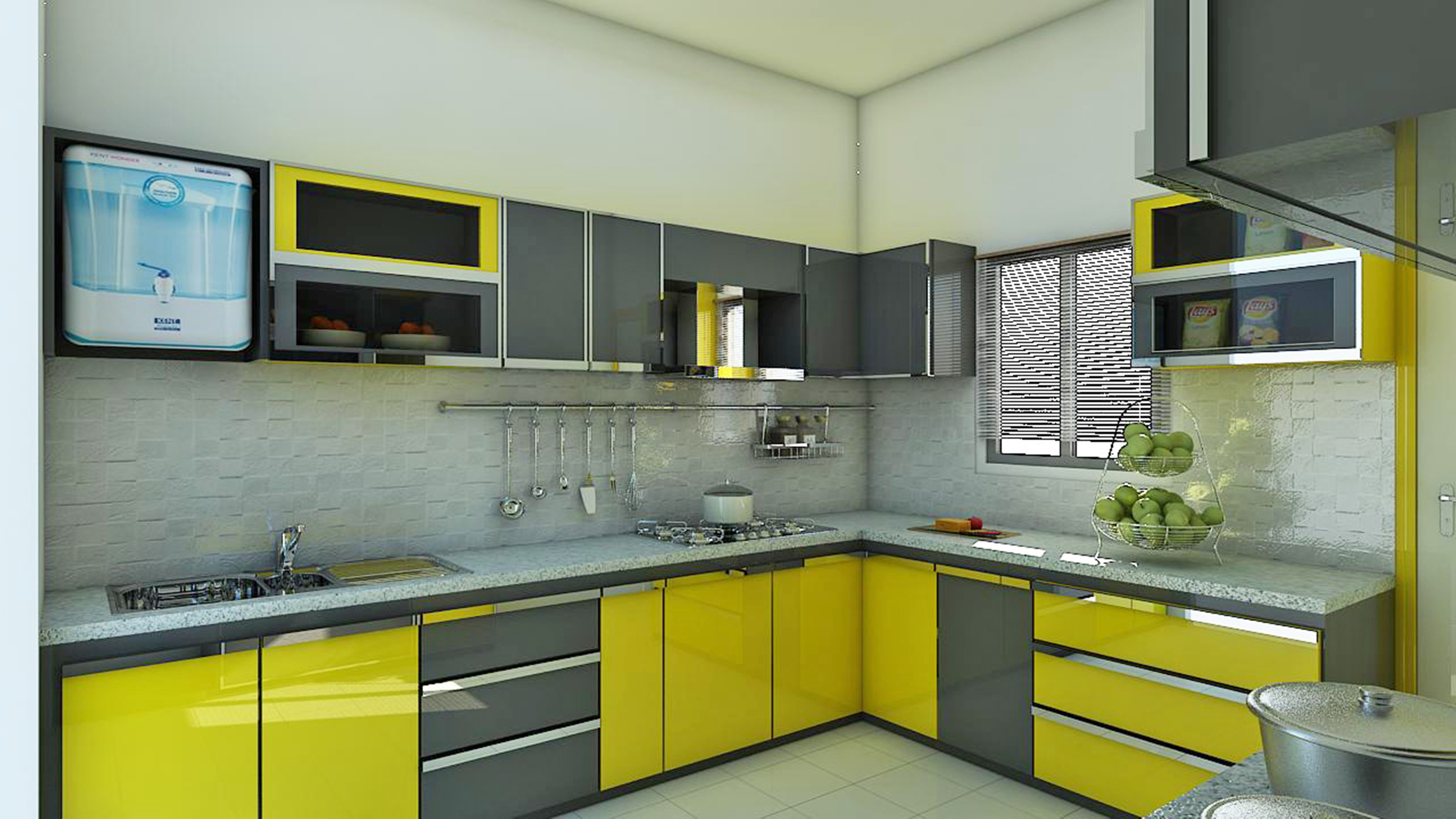 желто-серая кухня