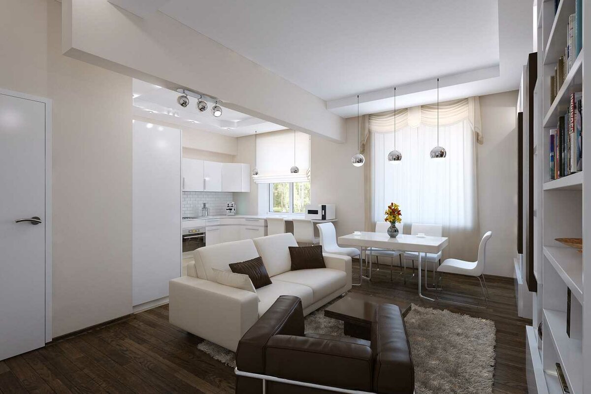 Белый прямой диван в дизайне гостиной