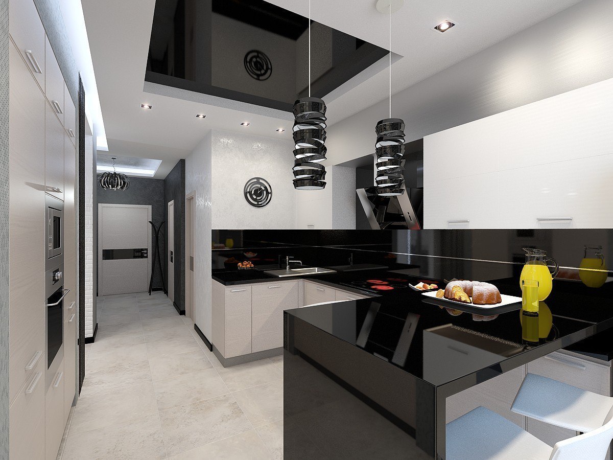 Дизайн гостиной совмещённой с кухней 21