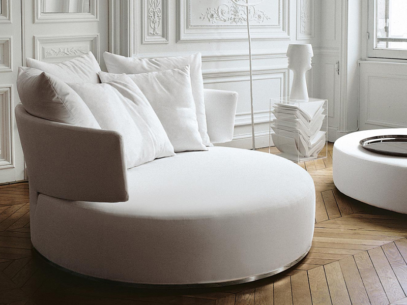 Белый круглый диван