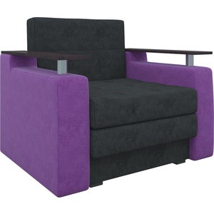 Кресло-кровать мебелико комфорт микровельвет черно-фиолетовый preview 1