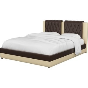 Интерьерная кровать мебелико камилла эко-кожа коричнево-бежевый preview 1