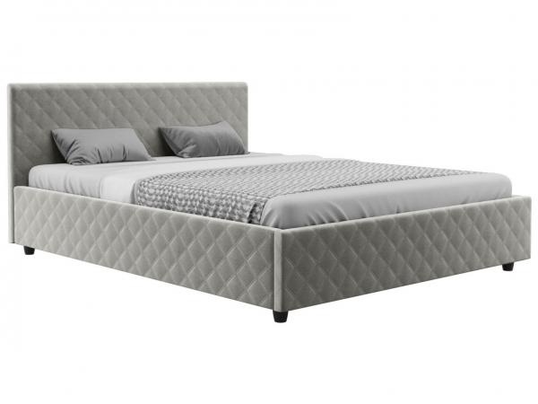 Двуспальная кровать франк пм серый, велюр, 180х200 см