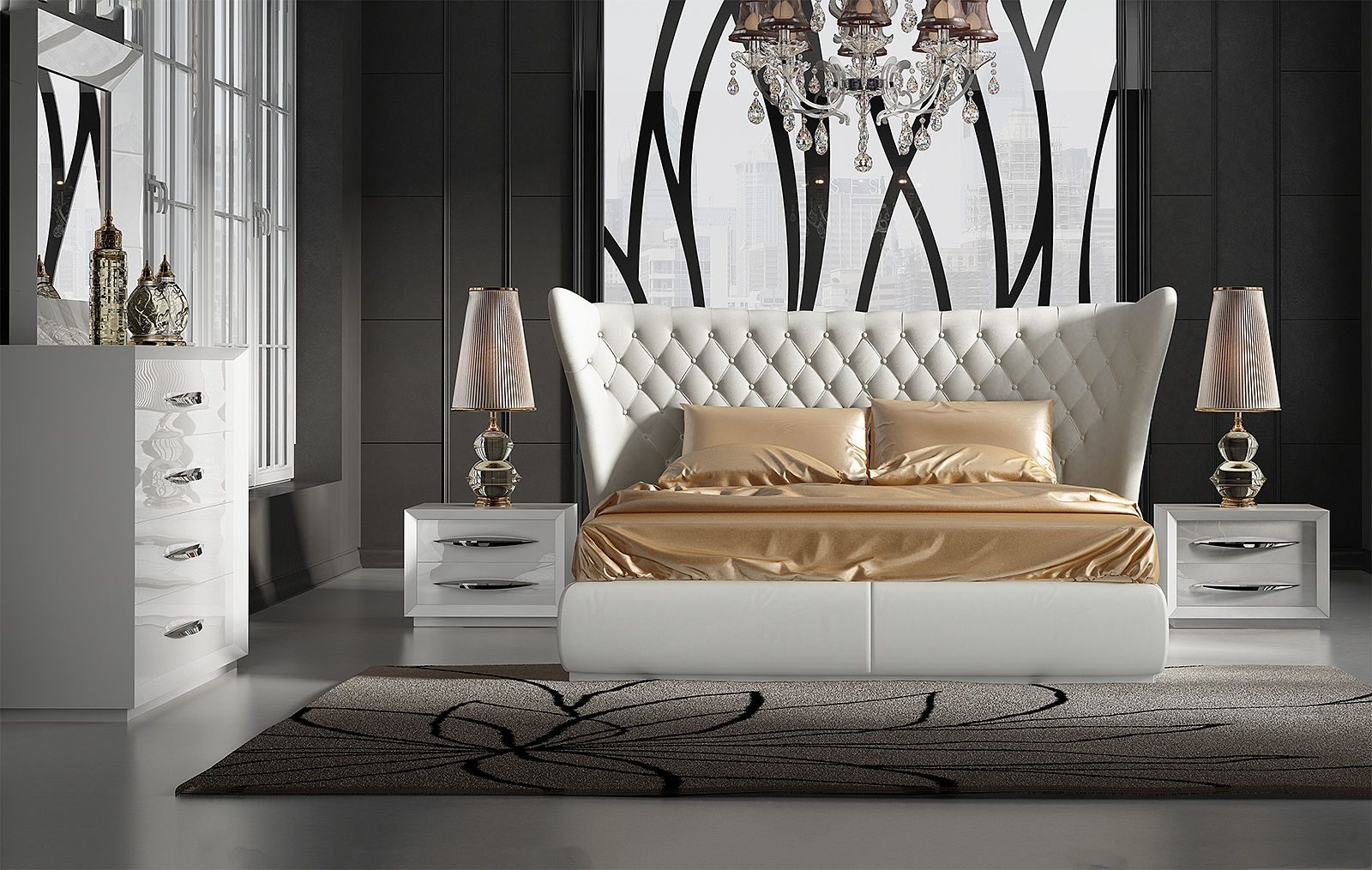 Кровать franco miami franco furniture белый 225.0x148.0x230.0 см.