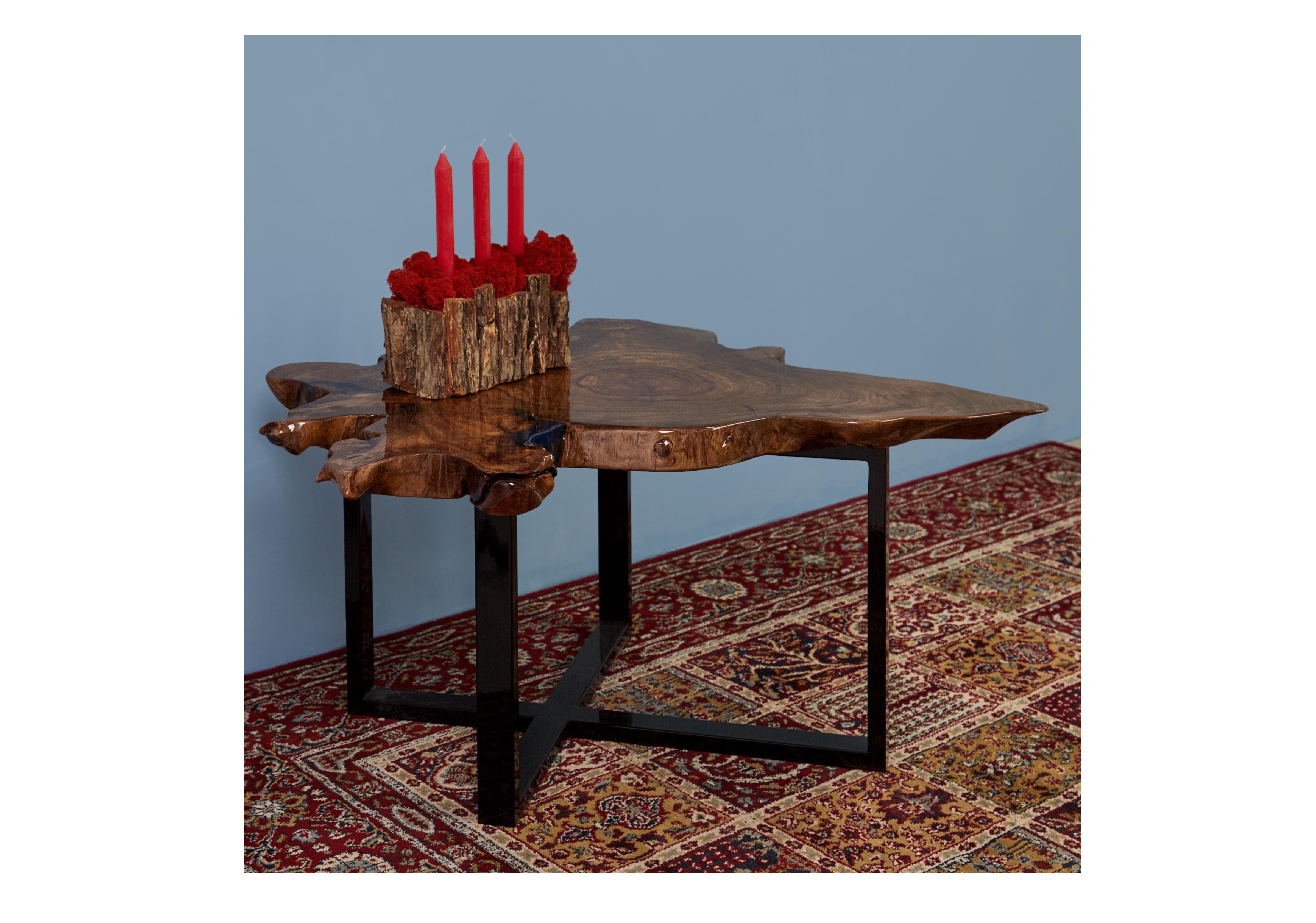 Журнальный стол из спила wowbotanica коричневый 88x41x71 см. preview 1