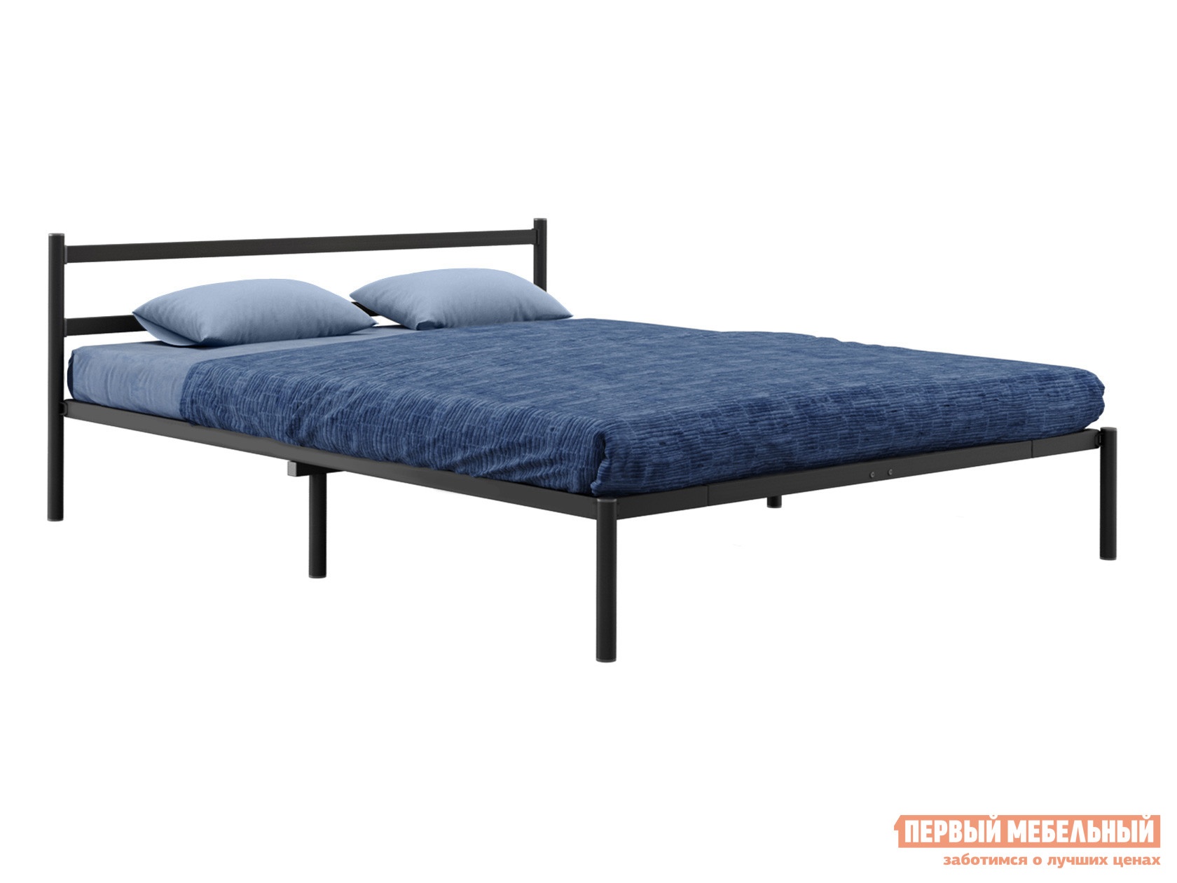 Двуспальная кровать грета черный, металл, 160х200 см, без матрасодержателя