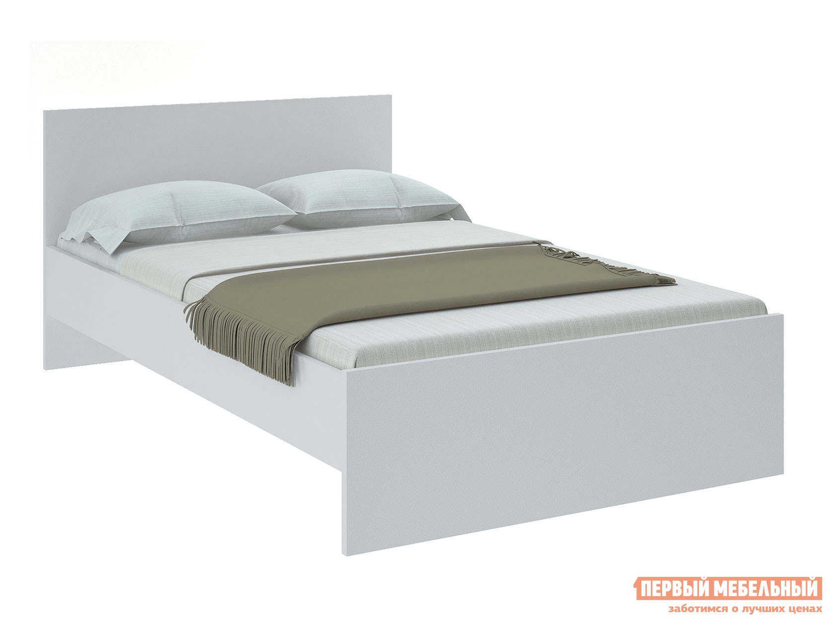 Односпальная кровать тиберия белый, 120х200 см, с основанием