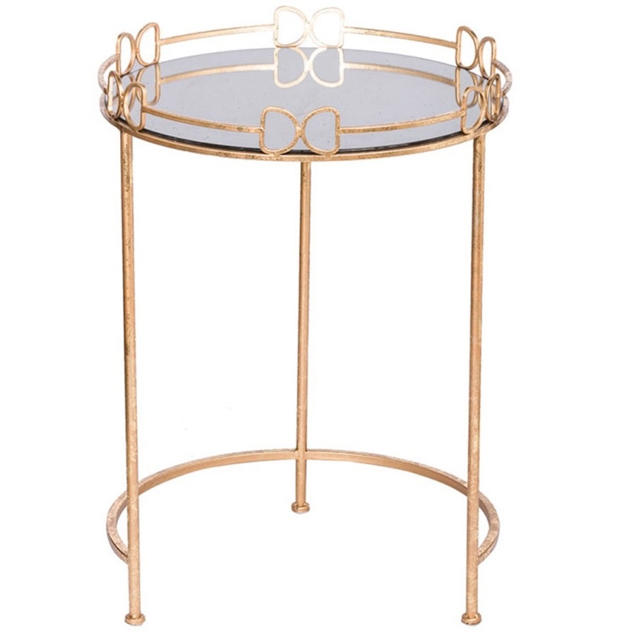 Столик приставной glasar золотистого цвета с зеркальной столешницей 46х46х64см