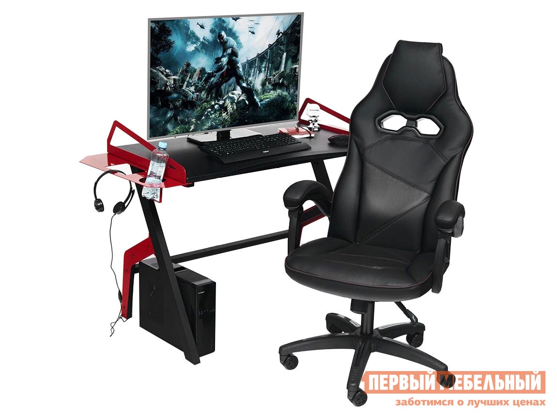 Компьютерный стол cyber-3 черный красный